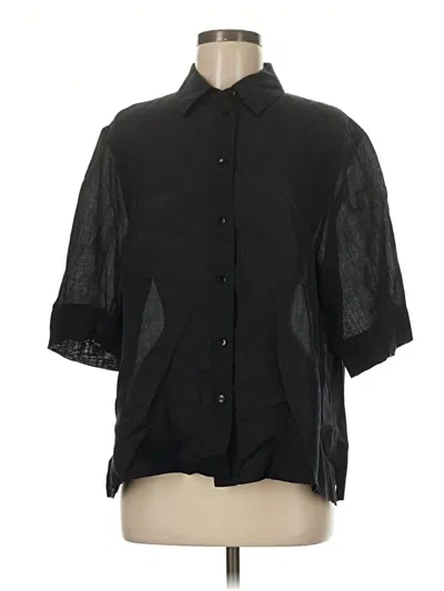 Pre-owned Zara Short Sleeve Blouse In Black