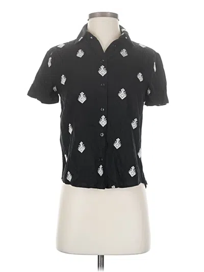 Pre-owned Zara Short Sleeve Blouse In Black