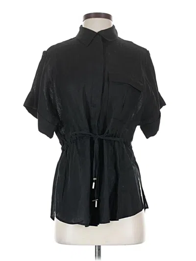 Pre-owned Zara Short Sleeve Blouse In Black