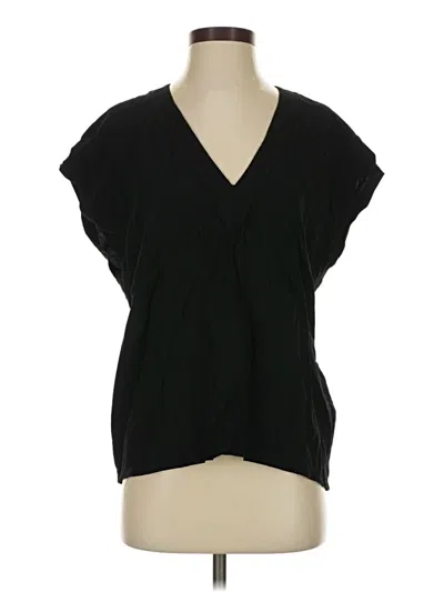 Pre-owned Zara Short Sleeve Blouse In Black