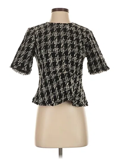 Pre-owned Zara Short Sleeve Blouse In Black