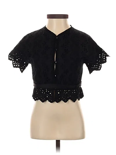 Pre-owned Zara Short Sleeve Blouse In Black