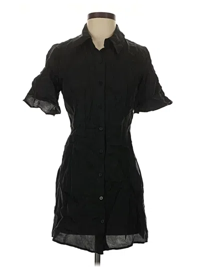 Pre-owned Zara Short Sleeve Blouse In Black