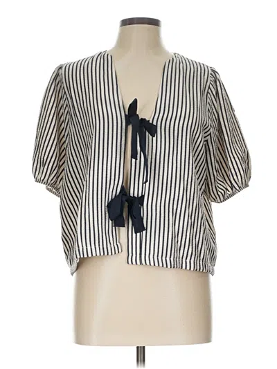 Pre-owned Zara Short Sleeve Blouse In Black