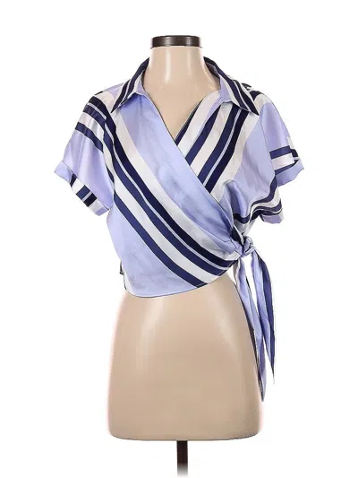 Pre-owned Zara Short Sleeve Blouse In Blue