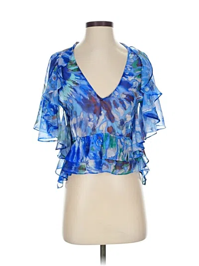 Pre-owned Zara Short Sleeve Blouse In Blue