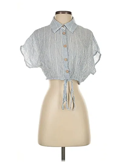 Pre-owned Zara Short Sleeve Blouse In Blue