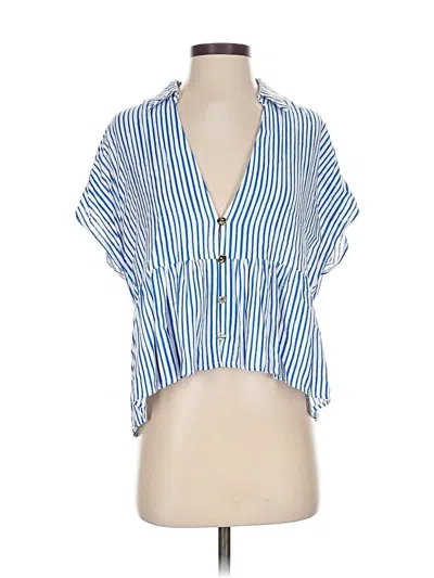 Pre-owned Zara Short Sleeve Blouse In Blue