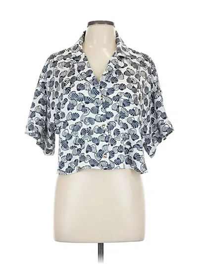 Pre-owned Zara Short Sleeve Blouse In Blue
