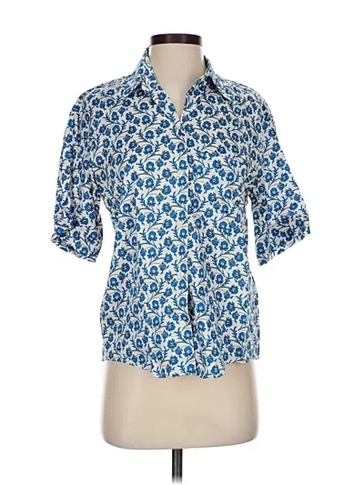 Pre-owned Zara Short Sleeve Blouse In Blue