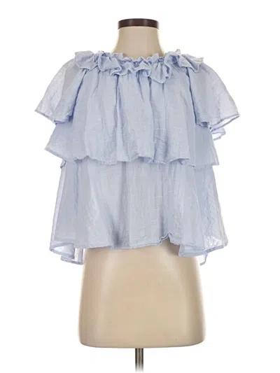 Pre-owned Zara Short Sleeve Blouse In Blue