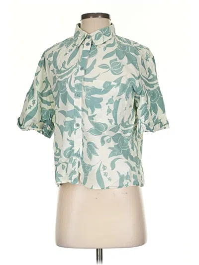 Pre-owned Zara Short Sleeve Blouse In Blue