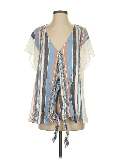 Pre-owned Zara Short Sleeve Blouse In Blue