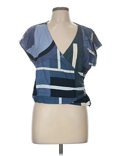 Pre-owned Zara Short Sleeve Blouse In Blue