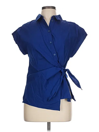 Pre-owned Zara Short Sleeve Blouse In Blue