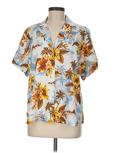 Pre-owned Zara Short Sleeve Blouse In Blue