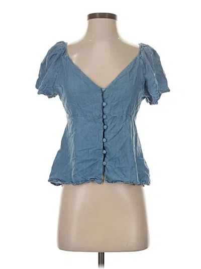 Pre-owned Zara Short Sleeve Blouse In Blue