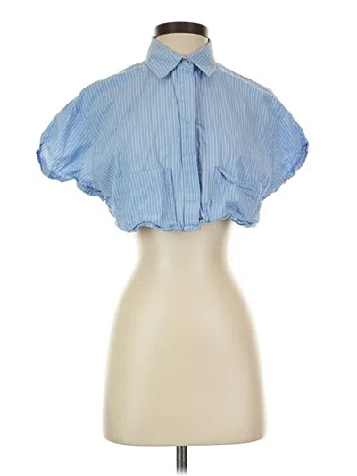 Pre-owned Zara Short Sleeve Blouse In Blue