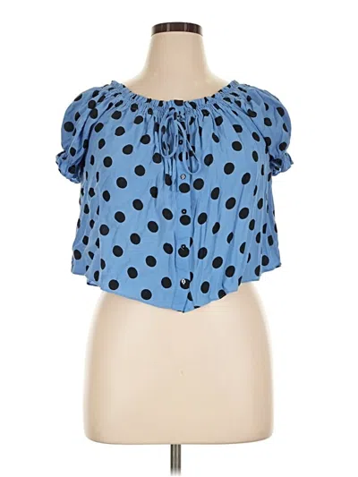 Pre-owned Zara Short Sleeve Blouse In Blue