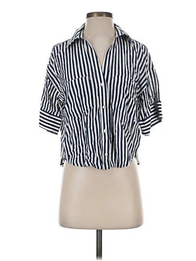 Pre-owned Zara Short Sleeve Blouse In Blue