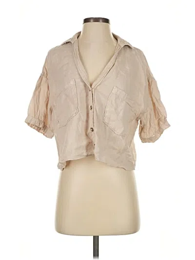 Pre-owned Zara Short Sleeve Blouse In Brown
