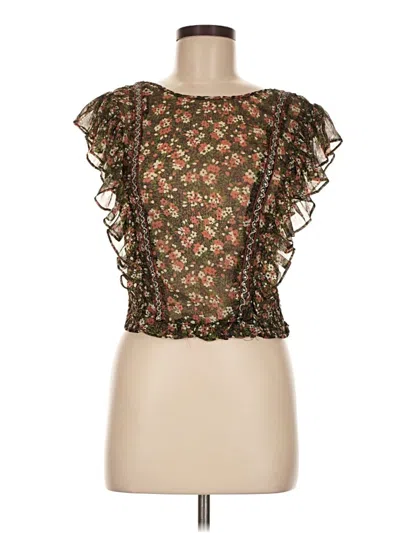 Pre-owned Zara Short Sleeve Blouse In Brown