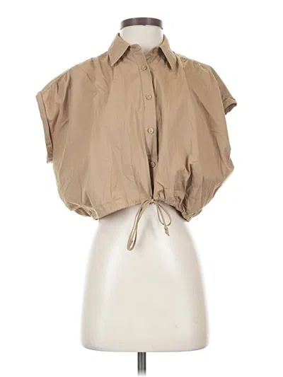 Pre-owned Zara Short Sleeve Blouse In Brown