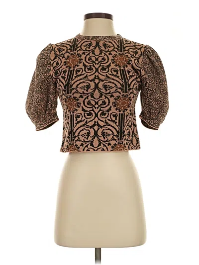 Pre-owned Zara Short Sleeve Blouse In Brown