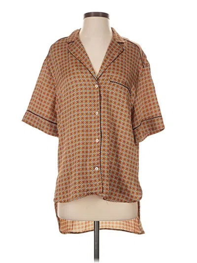 Pre-owned Zara Short Sleeve Blouse In Brown