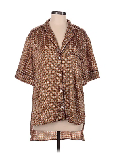 Pre-owned Zara Short Sleeve Blouse In Brown