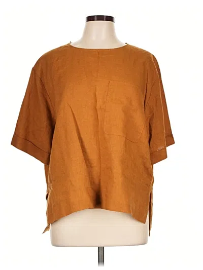 Pre-owned Zara Short Sleeve Blouse In Brown