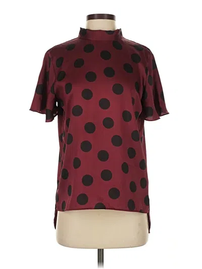 Pre-owned Zara Short Sleeve Blouse In Burgundy