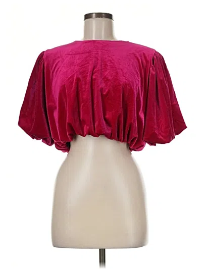 Pre-owned Zara Short Sleeve Blouse In Burgundy