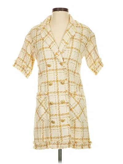 Pre-owned Zara Short Sleeve Blouse In Gold
