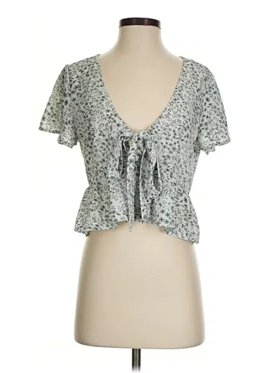 Pre-owned Zara Short Sleeve Blouse In Gray
