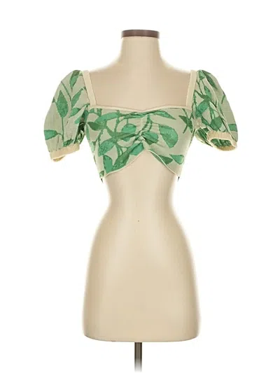 Pre-owned Zara Short Sleeve Blouse In Green
