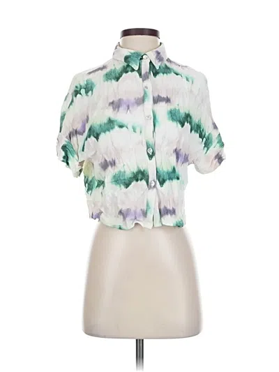 Pre-owned Zara Short Sleeve Blouse In Green