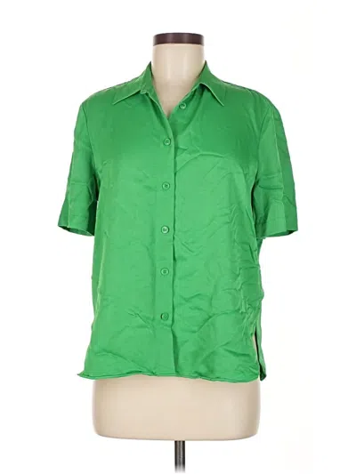 Pre-owned Zara Short Sleeve Blouse In Green