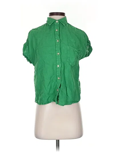 Pre-owned Zara Short Sleeve Blouse In Green