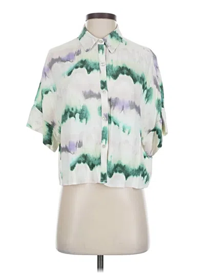 Pre-owned Zara Short Sleeve Blouse In Green