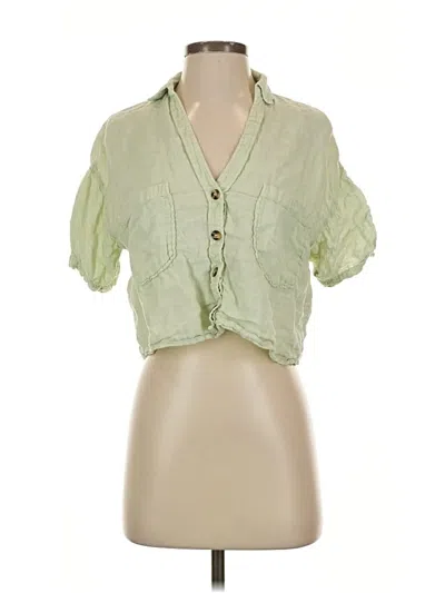 Pre-owned Zara Short Sleeve Blouse In Green