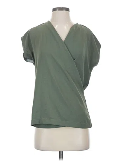 Pre-owned Zara Short Sleeve Blouse In Green