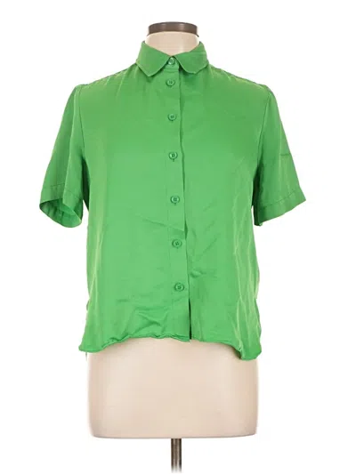 Pre-owned Zara Short Sleeve Blouse In Green