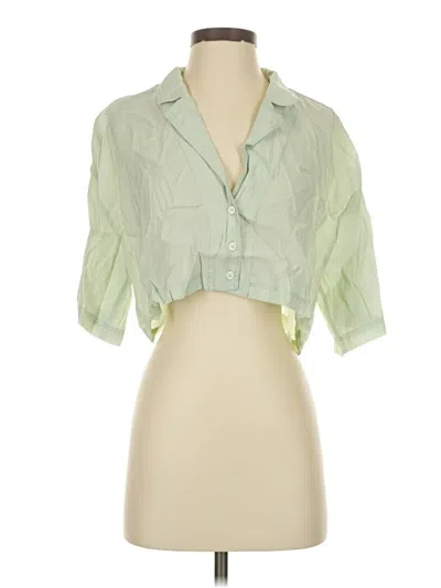 Pre-owned Zara Short Sleeve Blouse In Green