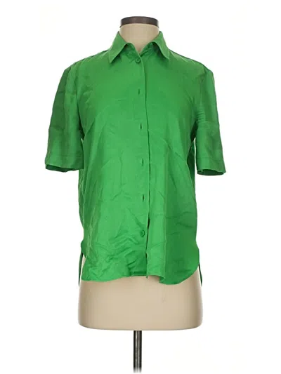 Pre-owned Zara Short Sleeve Blouse In Green