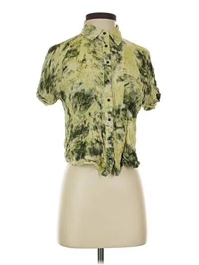 Pre-owned Zara Short Sleeve Blouse In Green