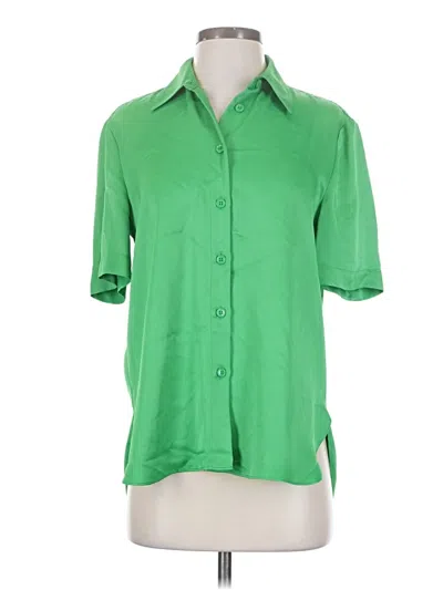 Pre-owned Zara Short Sleeve Blouse In Green