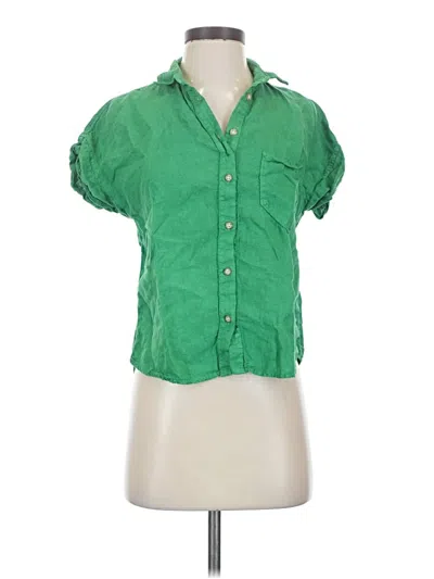 Pre-owned Zara Short Sleeve Blouse In Green