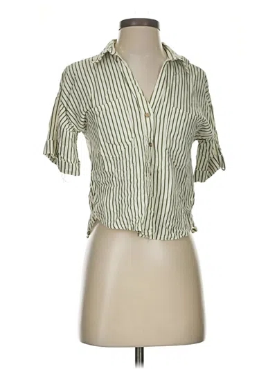 Pre-owned Zara Short Sleeve Blouse In Green