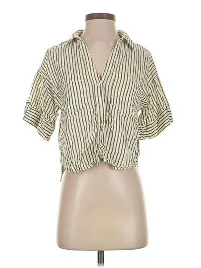 Pre-owned Zara Short Sleeve Blouse In Green